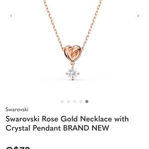 Swarovski Rose Gold Heart Necklace with Dangling Crystal